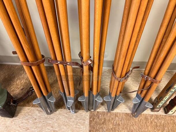 5 Wood Pattern Tripods. 61". 5 Times Your Bid! (room 122) - Image 4 of 4