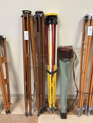 4 Wood Pattern Tripods. Includes 61". 4 Times Your Bid! (room 122)