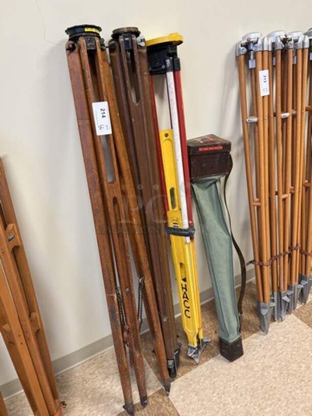 4 Wood Pattern Tripods. Includes 61". 4 Times Your Bid! (room 122) - Image 2 of 4