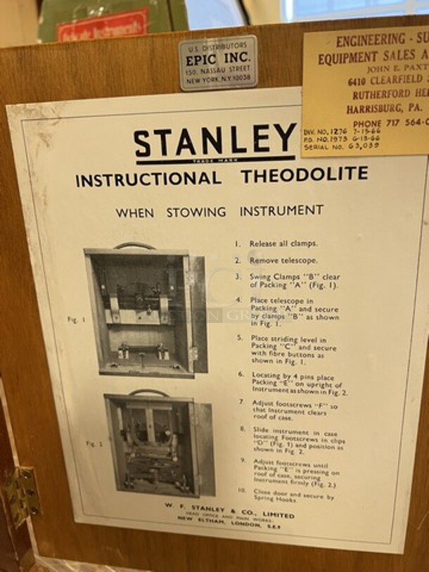 Stanley London Instructional Theodolite in Wooden Case. 10.5x11.5x14. (room 122) - Image 4 of 6