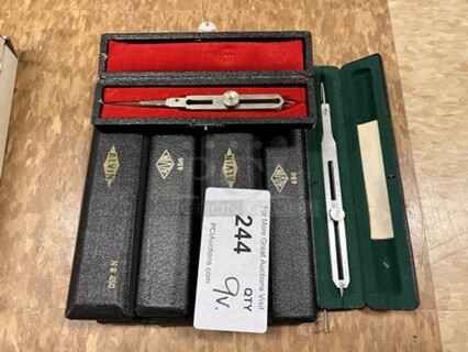 9 Various Surveying Tools in Hard Case. 8". 9 Times Your Bid! (room 122)