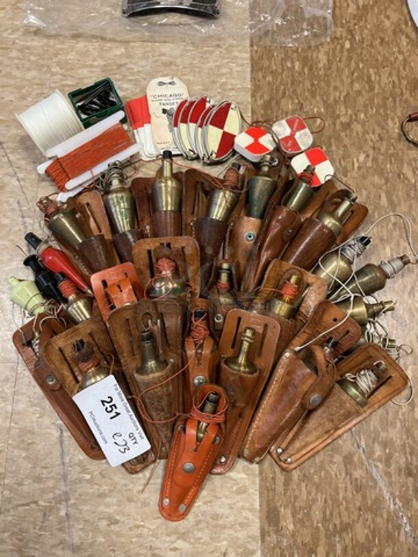 ALL ONE MONEY! Lot of 23 Metal Pieces in Sheaths! Includes 6". (room 122) - Image 1 of 5