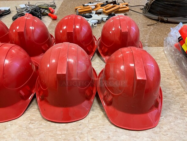 ALL ONE MONEY! Lot of 8 Red Hard Hats! 9x12x6. (room 122) - Image 3 of 3