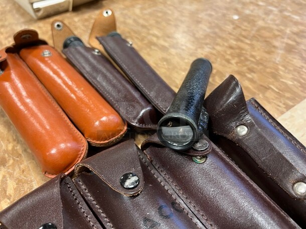 ALL ONE MONEY! Lot of 9 Metal Pieces in Sheaths! 5.5". (room 122) - Image 4 of 4