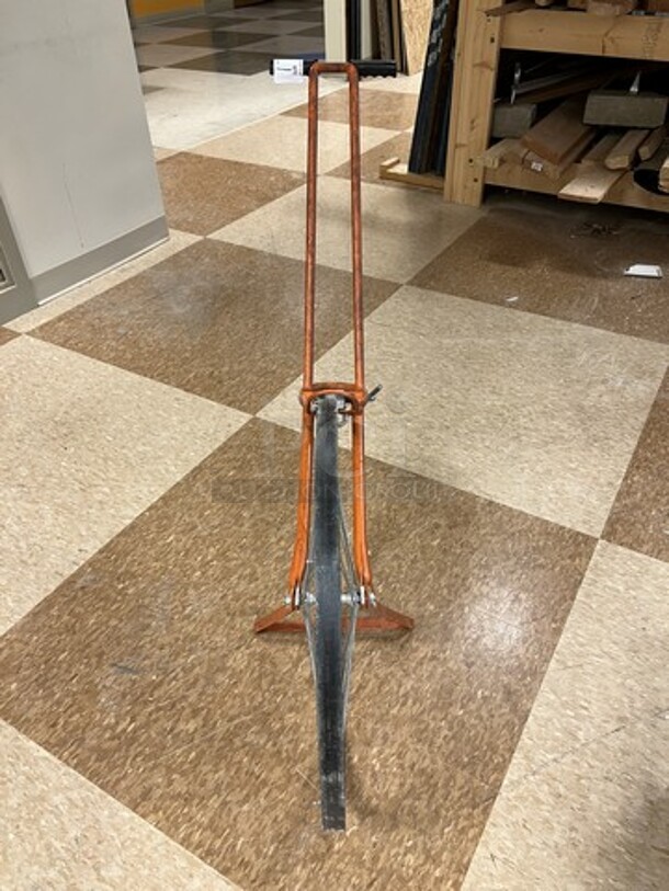 Orange Metal Measuring Wheel. 12x39x34. (room 122) - Image 2 of 5