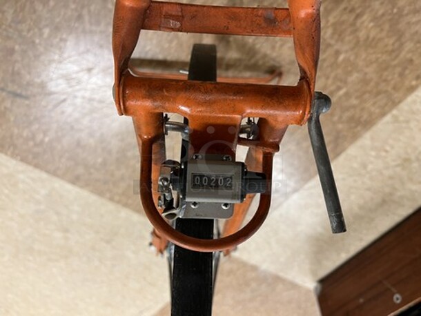 Orange Metal Measuring Wheel. 12x39x34. (room 122) - Image 5 of 5