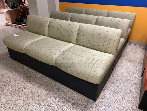 3 Green Patterned 3 Seat Couches. 72x27x30. 3 Times Your Bid! (across elevators) - Image 2 of 3