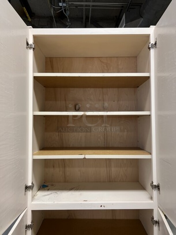 White Wooden 4 Door Cabinet. 30x16x84. (room 128) - Image 4 of 4