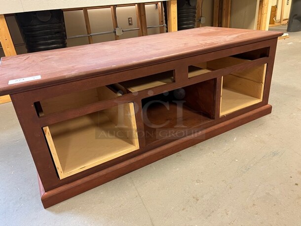 Wooden TV Stand. Missing Drawers and Doors. 58x26x21. (room 128) - Image 2 of 3