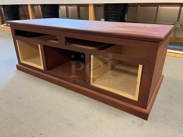 Wooden TV Stand. Missing Drawers and Doors. 58x26x21. (room 128) - Image 3 of 3