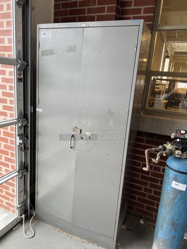 Gray Metal 2 Door Cabinet. 36x18x78. (loading dock) - Image 2 of 4
