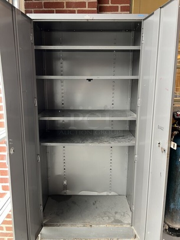 Gray Metal 2 Door Cabinet. 36x18x78. (loading dock) - Image 3 of 4