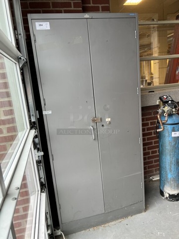 Gray Metal 2 Door Cabinet. 36x18x78. (loading dock) - Image 4 of 4