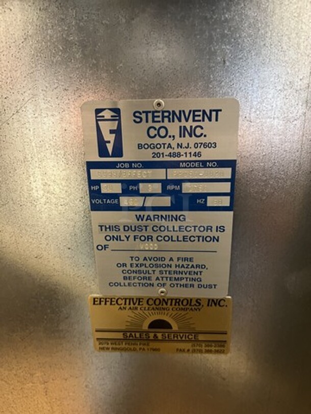Sternvent Metal Industrial Floor Style Wood Shop Ventilation Dust Collector w/ Cincinnati Fan Model RBE-17 Air Handler. 460 Volts, 3 Phase. BUYER MUST REMOVE: Winning Bidder Will Have To Contact HACC To Make an Appointment To Remove This Item Between May 6th and May 13th. 41x136x112, 80x64x96. (room 128a) - Image 12 of 12
