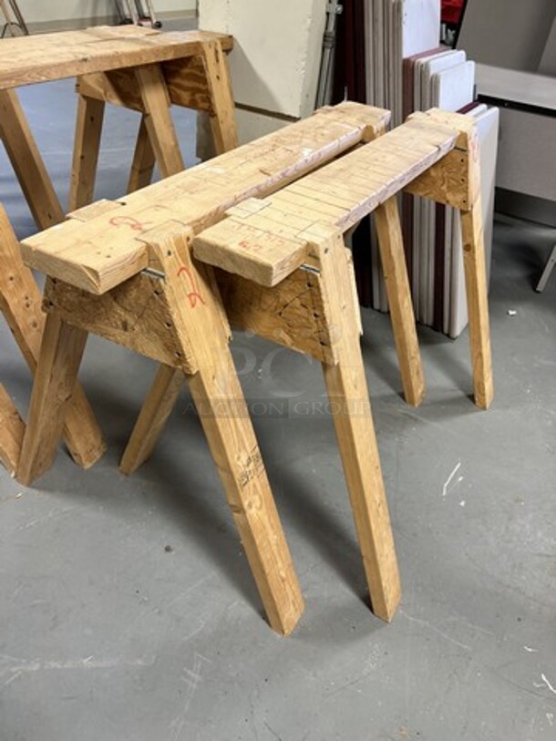 4 Wooden Saw Horses. 48x32x34, 46x31x32. 4 Times Your Bid! (room 130) - Image 3 of 3