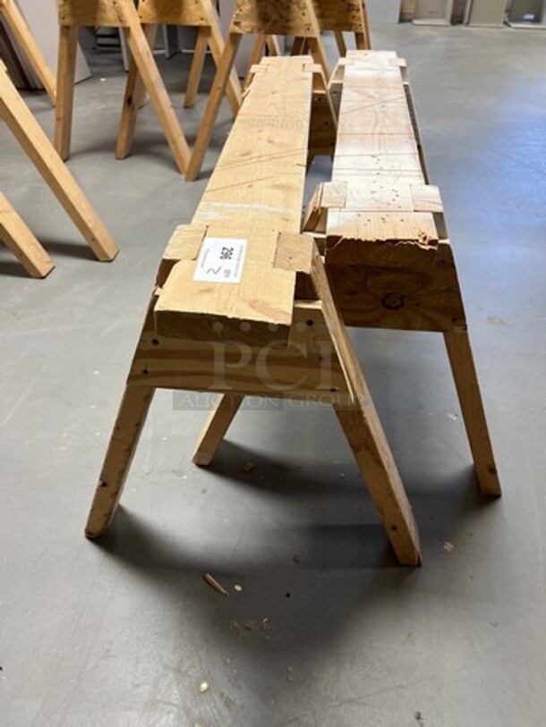 2 Wooden Saw Horses. 48x24x23, 46x24x23. 2 Times Your Bid! (room 130) - Image 2 of 3