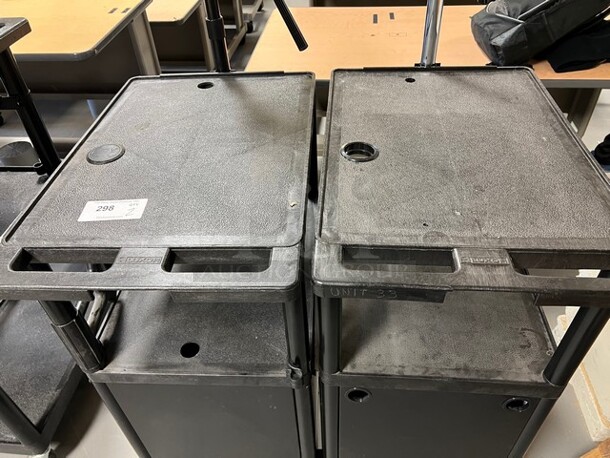 2 Black Poly 2 Tier AV Cart on Commercial Casters. 18x28x58, 18x28x53. 2 Times Your Bid! (room 130) - Image 3 of 4