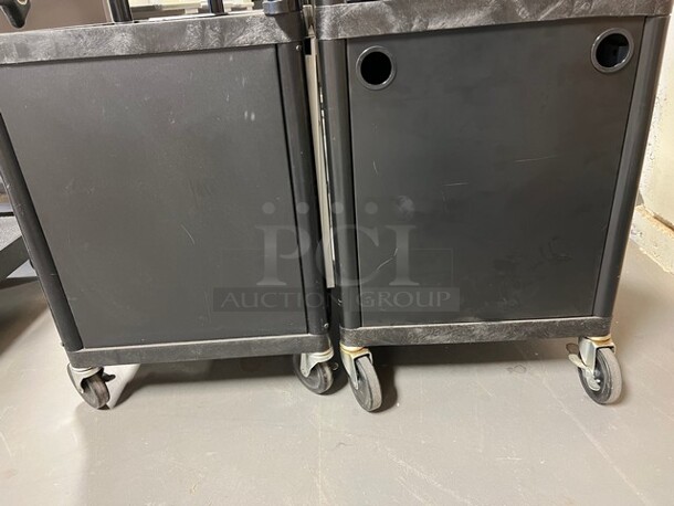 2 Black Poly 2 Tier AV Cart on Commercial Casters. 18x28x58, 18x28x53. 2 Times Your Bid! (room 130) - Image 4 of 4