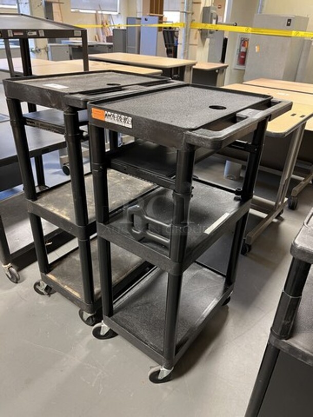 2 Black Poly 2 Tier AV Cart on Commercial Casters. 19x24x44.5. 2 Times Your Bid! (room 130) - Image 2 of 3