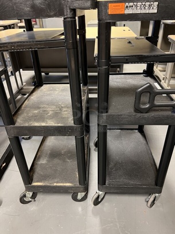 2 Black Poly 2 Tier AV Cart on Commercial Casters. 19x24x44.5. 2 Times Your Bid! (room 130) - Image 3 of 3