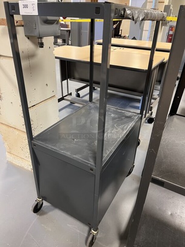 2 Black Metal 2 Tier AV Cart on Commercial Casters. 25x29x54, 22x30x54. 2 Times Your Bid! (room 130) - Image 3 of 3