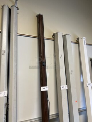 Draper Wood Pattern Pull Down Projector Screen. 99". (room 130)