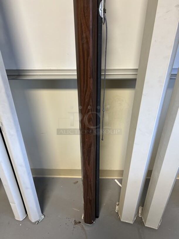 Draper Wood Pattern Pull Down Projector Screen. 99". (room 130) - Image 2 of 3