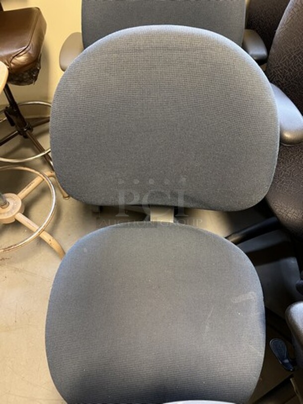 4 Blue Office Chairs w/ Arm Rests on Casters. Includes 26x22x35. 4 Times Your Bid! (room 130) - Image 3 of 4
