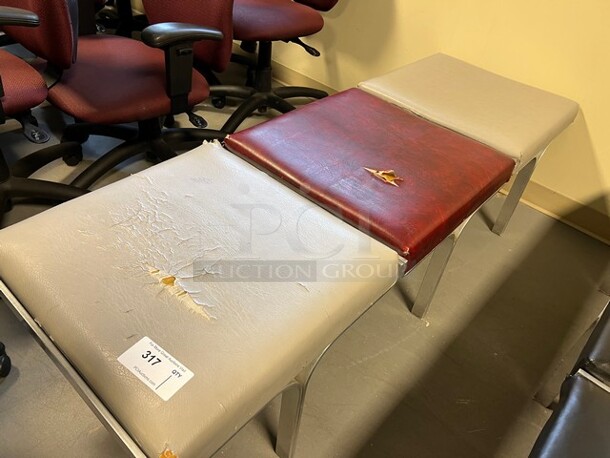 Gray Metal Bench w/ Gray and Red Cushions. 66x22x17. (room 130) - Image 2 of 3
