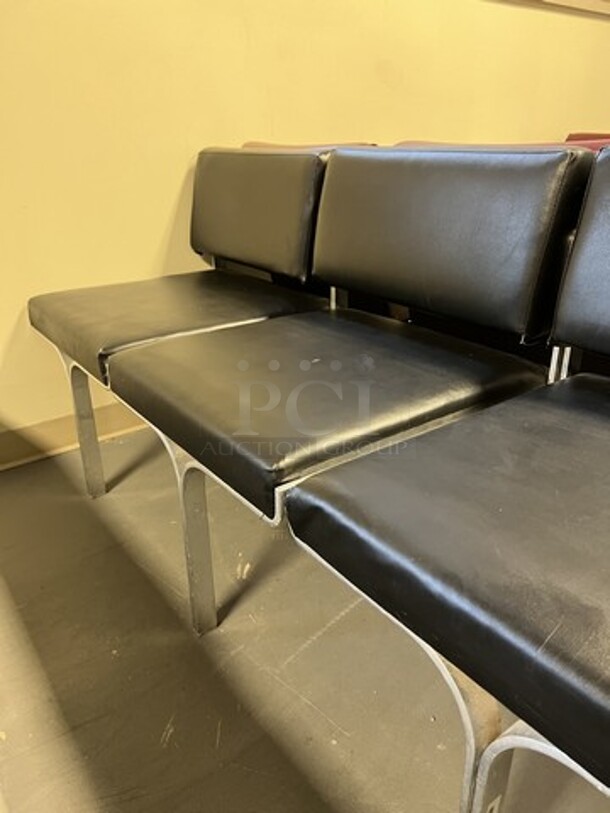 Gray Metal Bench w/ Black Cushions. 88x22x30. (room 130) - Image 3 of 3