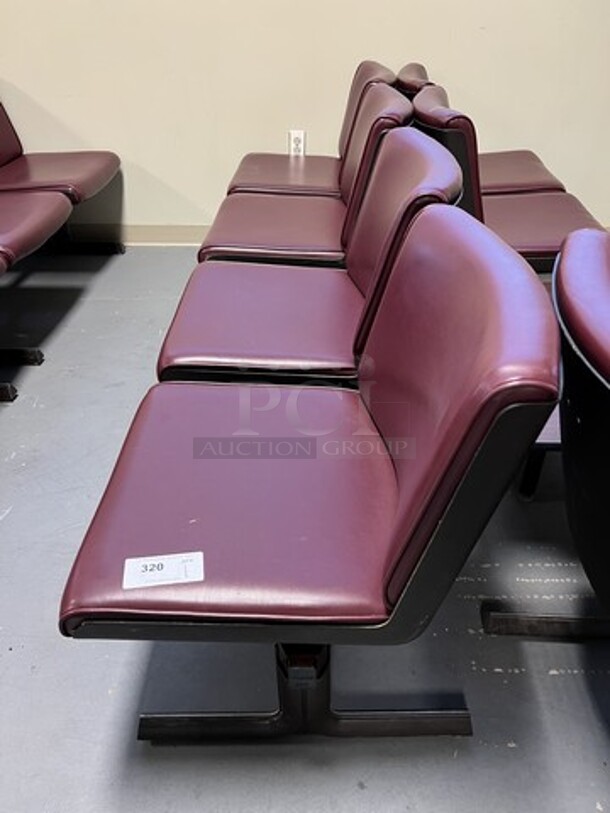 Gray Metal Bench w/ Maroon Cushions. 92x24x30. (room 130) - Image 2 of 2