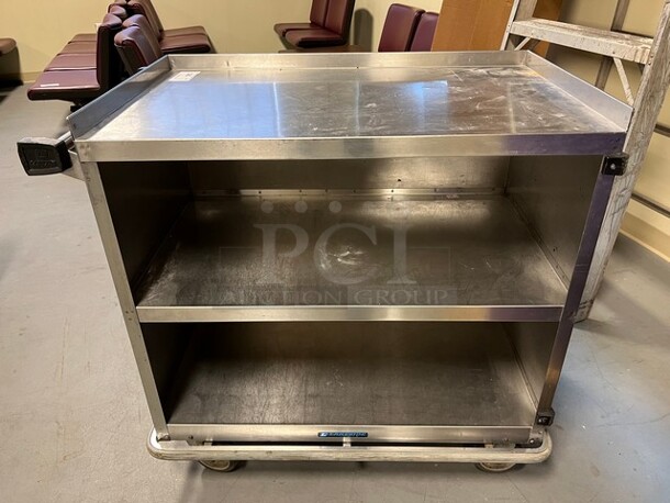 Lakeside Stainless Steel 3 Tier Cart w/ Push Handle on Commercial Casters. 39x24x37. (room 130)
