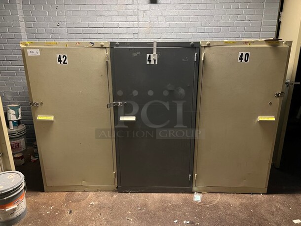 3 Metal Single Door Cabinets. 30x28x59. 3 Times Your Bid! (room 126)