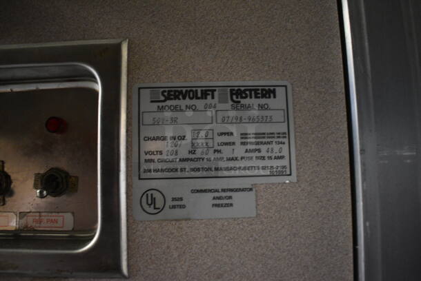 Servolift Eastern Model 502-3R Metal Commercial Portable Buffet Station w/ 2 Over Shelves and Tray Slide on Commercial Casters. BUYER MUST REMOVE. 120/208 Volts, 1 Phase. 76.5x44x64. (Clearview Elementary - Lower Level) - Image 5 of 10