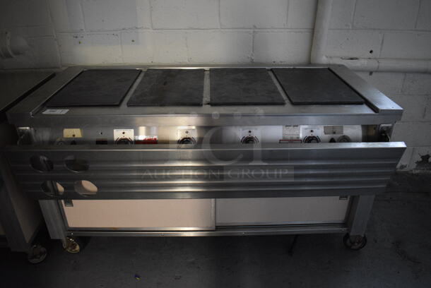 Servolift Eastern Model 501-4 Metal Commercial Portable Warming Buffet Station w/ Tray Slide on Commercial Casters. BUYER MUST REMOVE. 120/208 Volts, 1 Phase. 66x52.5x34. (Clearview Elementary - Lower Level)