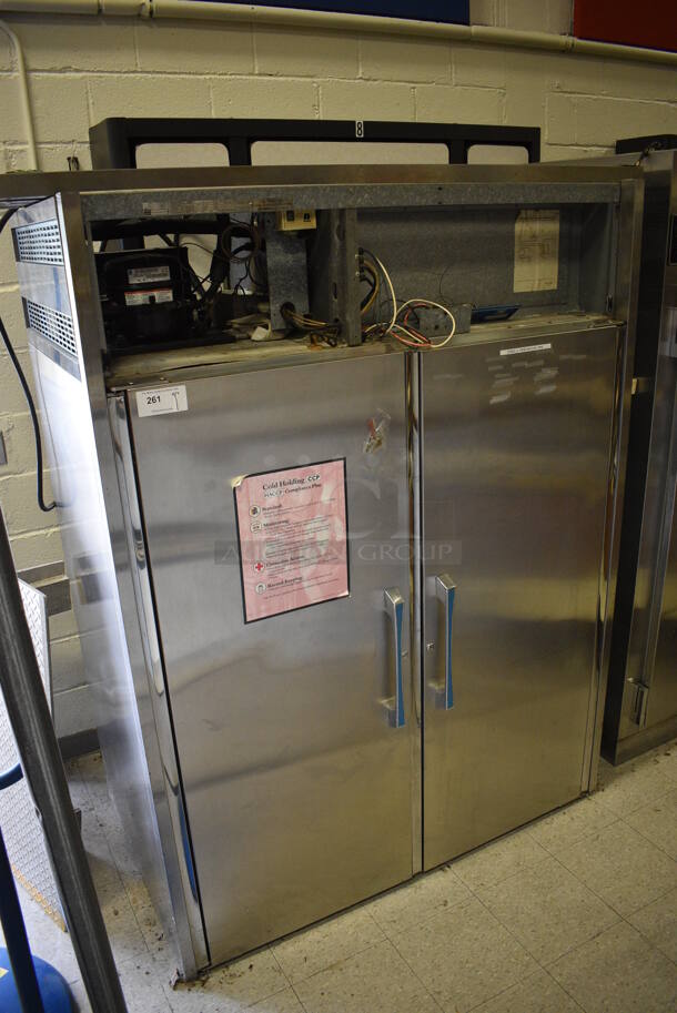 Victory Model RS-2D-S2 Stainless Steel Commercial 2 Door Reach In Cooler w/ Metal Racks. 115 Volts, 1 Phase. 58.5x34.5x78. (Clearview Elementary - Gym)
