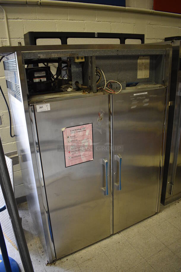 Victory Model RS-2D-S2 Stainless Steel Commercial 2 Door Reach In Cooler w/ Metal Racks. 115 Volts, 1 Phase. 58.5x34.5x78. (Clearview Elementary - Gym) - Image 1 of 9