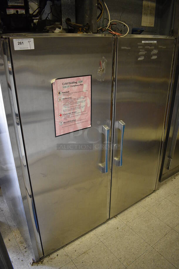 Victory Model RS-2D-S2 Stainless Steel Commercial 2 Door Reach In Cooler w/ Metal Racks. 115 Volts, 1 Phase. 58.5x34.5x78. (Clearview Elementary - Gym) - Image 3 of 9