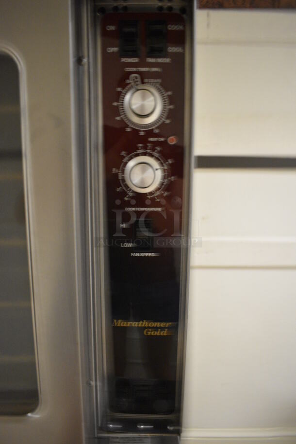 2 Southbend Marathoner Gold Stainless Steel Commercial Gas Powered Full Size Convection Ovens w/ View Through Doors, Metal Oven Racks and Thermostatic Controls on Commercial Casters. BUYER MUST REMOVE. 38x42x63.5. 2 Times Your Bid! (Clearview Elementary - Upstairs Hallway) - Image 5 of 10