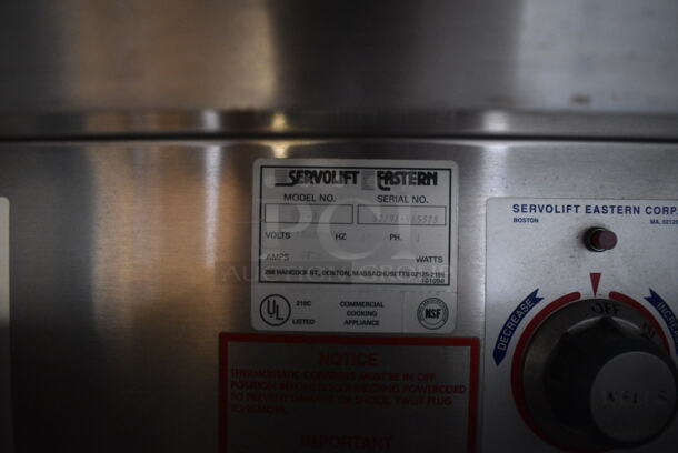 Servolift Eastern Model 501-4 Metal Commercial Portable Warming Buffet Station w/ Tray Slide on Commercial Casters. BUYER MUST REMOVE. 120/208 Volts, 1 Phase. 66x52.5x34. (Clearview Elementary - Lower Level) - Image 5 of 6