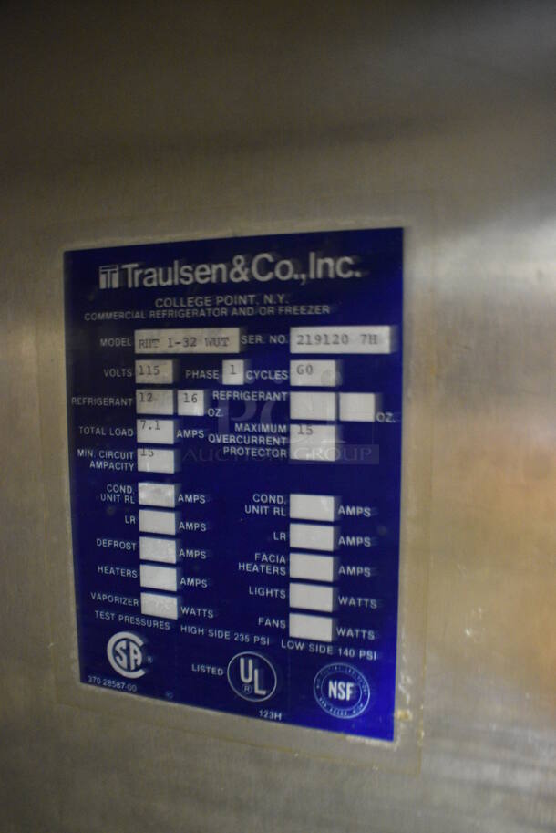 Traulsen Model RHT 1-32WUT Stainless Steel Commercial Single Door Reach In Cooler w/ Metal Racks. 115 Volts, 1 Phase. 29.5x35x82. (Clearview Elementary - Gym) - Image 5 of 6