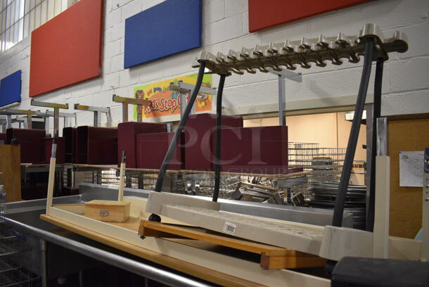 ALL ONE MONEY! Lot of Various Items Including Desks, Filing Cabinets, Stainless Steel Sink. Does Not Include Metal Pan Transport Rack, Metal Baskets, Ramp and One Tan File Drawer Cabinet. BUYER MUST REMOVE. Includes 60x28x29. (Clearview Elementary - Gym) - Image 8 of 12