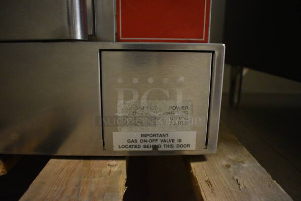 Vulcan Stainless Steel Commercial Gas Powered Full Size Convection Oven w/ View Through Doors, Metal Oven Racks and Thermostatic Controls. Goes GREAT w/ Lot 7! BUYER MUST REMOVE. 40.5x34x31. (Clearview Elementary - Upstairs Hallway) - Image 6 of 7