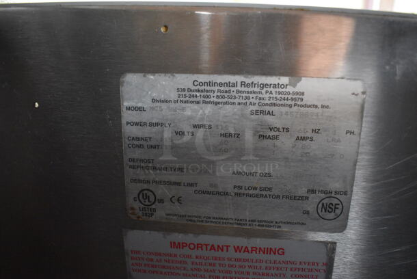 Continental Model MC5-SS-S Stainless Steel Commercial Milk Cooler on Commercial Casters. BUYER MUST REMOVE. 115 Volts, 1 Phase. 58x33x41.5. (stadium) - Image 4 of 9