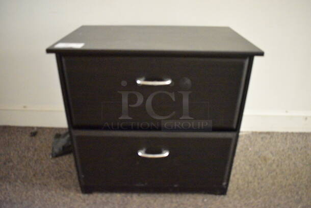 Black 2 Drawer Filing Cabinet. BUYER MUST REMOVE. 31.5x21x30. (Clearview Elementary - Upstairs Hallway)