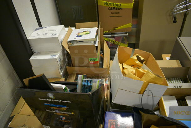 ALL ONE MONEY! Lot of Various Items Including Tables, Butchers CC3-1B-AIR-BTL Units, Projector, Pyrex Measuring Beakers. BUYER MUST REMOVE. Includes 72x30x20. (Clearview Elementary - Gym) - Image 9 of 11