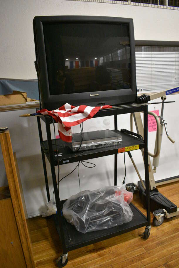 ALL ONE MONEY! Lot of Various Items Including Whiteboards, AV Cart, Television, Carts and Maps. BUYER MUST REMOVE. Includes 21x21x30. (Clearview Elementary - Stage) - Image 5 of 10