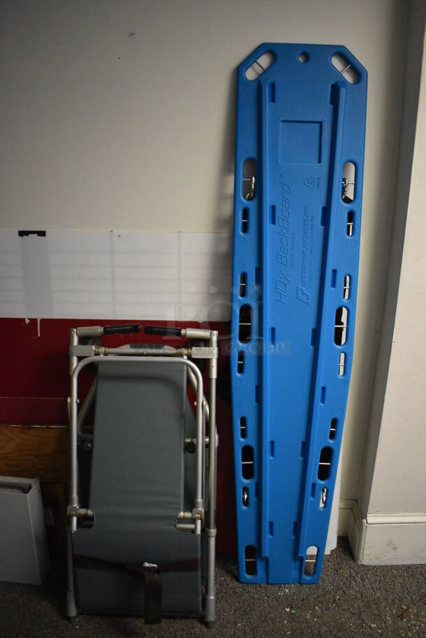 ALL ONE MONEY! Lot of Various Items Including HDX Backboard Stretcher, Boards and Tan Case. BUYER MUST REMOVE. (Clearview Elementary - Upstairs Hallway) - Image 2 of 4
