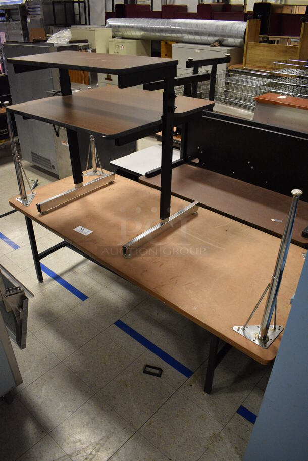 ALL ONE MONEY! Lot of Various Items Including 2 Blue Metal Cabinets, Cart, Shelves and Tables. BUYER MUST REMOVE. Includes 30x29.5x33. (Clearview Elementary - Gym) - Image 3 of 8