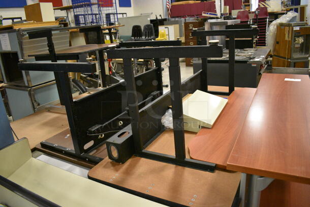 ALL ONE MONEY! Lot of Various Items Including 2 Blue Metal Cabinets, Cart, Shelves and Tables. BUYER MUST REMOVE. Includes 30x29.5x33. (Clearview Elementary - Gym) - Image 6 of 8
